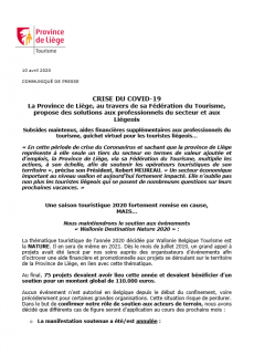 COVID19 - Des solutions proposées aux professionnels du secteur et aux Liégeois