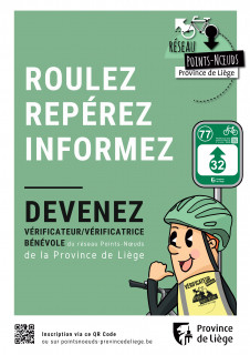 Roulez, repérez, informez. Devenez Vérificateur/Vérificatrice bénévole du réseau points-noeuds cyclable de la Province de Liège